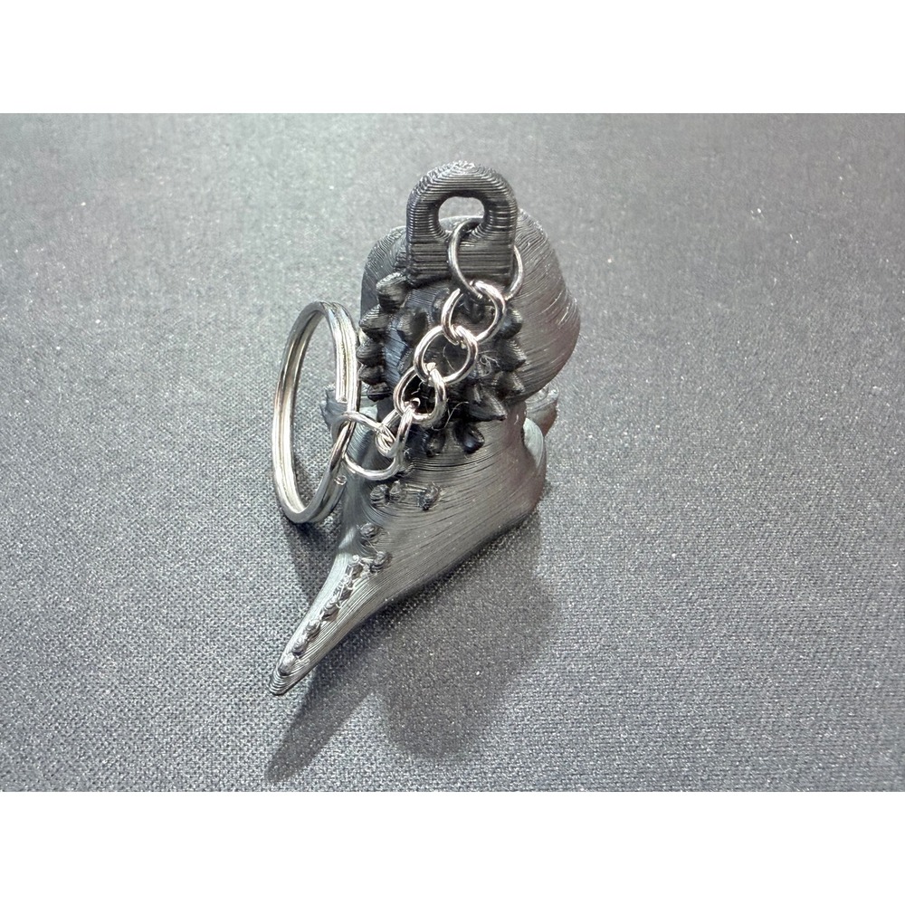 3D Printed Baby Dinosaur Keychain Metallic Charcoal Cute T-Rex Accessory - Picture 3 of 4